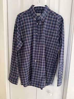 Berkeley Jensen Classic Men's Navy Plaid Button-Down Shirt